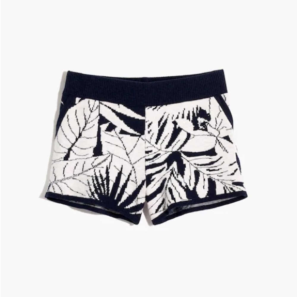 Madewell Pull-On Sweater Shorts in Tropical Vacation‎ Navy White Size S